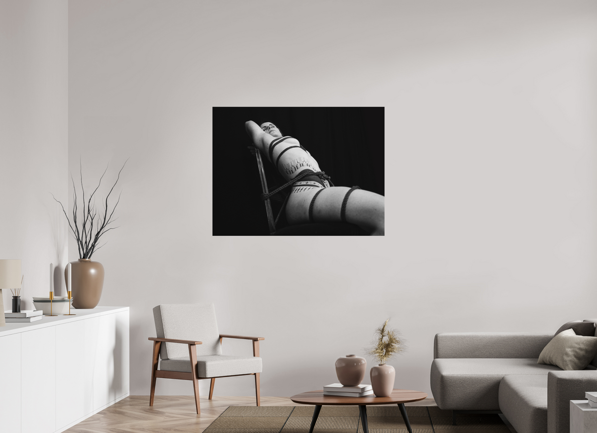 120 x 90 cm, Photographie Shibari de LiliSuperFly#1, cordes sur le dos, tirage sur aluminium Dibond
